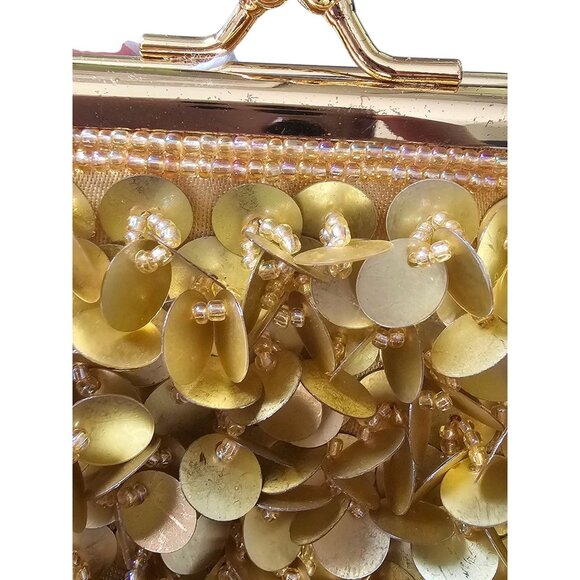 Gold Beaded Coin Handbag - Picture 4 of 6
